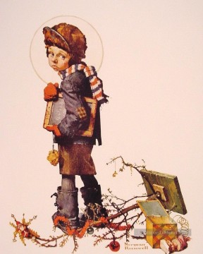 Niñito sosteniendo pizarra 1927 Norman Rockwell Pinturas al óleo